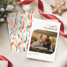 Retro Frohe Weihnachten Familienfoto Wunsch