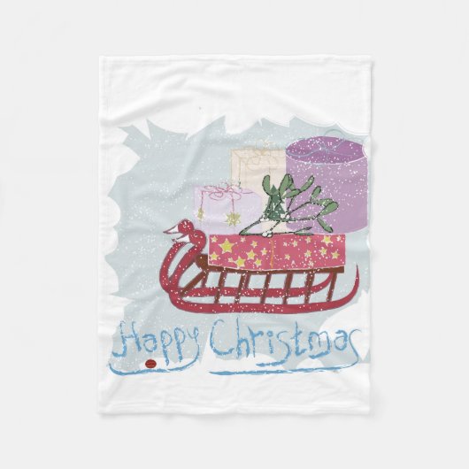 Retro. Frohe Weihnachten! Fleecedecke (Vorderseite)