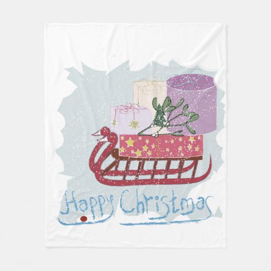 Retro. Frohe Weihnachten! Fleecedecke (Vorderseite)