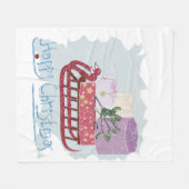 Retro. Frohe Weihnachten! Fleecedecke (Vorderseite (Horizontal))