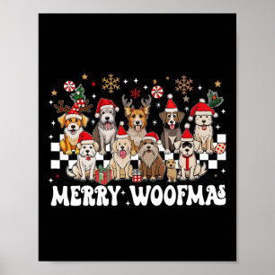 Retro Frohe Weihnachten für Hunde Woofmas Rentier  Poster