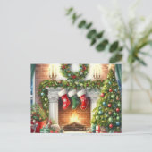 Retro Frohe Weihnachten gemütliche Ferien Zuhause (Stehend Vorderseite)