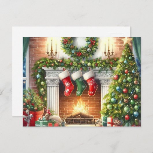 Retro Frohe Weihnachten gemütliche Ferien Zuhause (Vorne/Hinten)