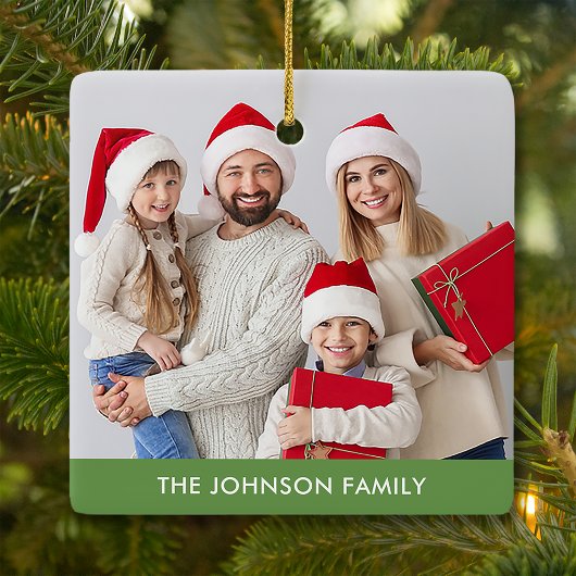 Retro Frohe Weihnachten individualisierbares Foto Keramikornament