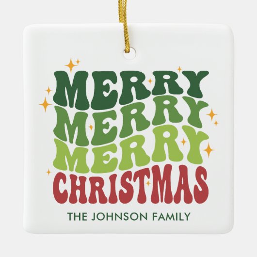 Retro Frohe Weihnachten individualisierbares Foto Keramikornament (Vorderseite)