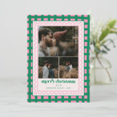 Retro Frohe Weihnachten Kariertes Foto (Stehend Vorderseite)