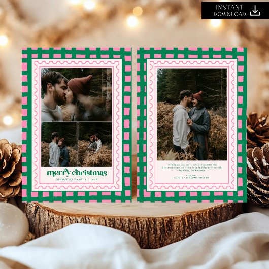 Retro Frohe Weihnachten Kariertes Foto