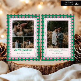 Retro Frohe Weihnachten Kariertes Foto