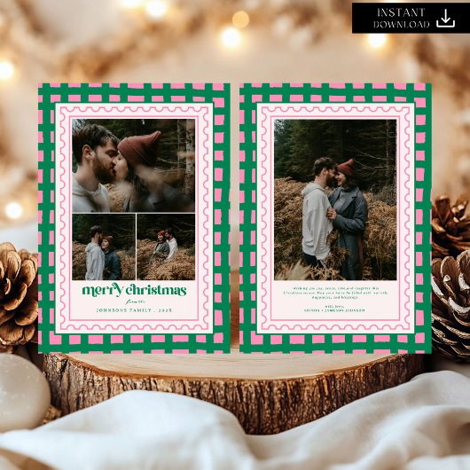 Retro Frohe Weihnachten Kariertes Foto