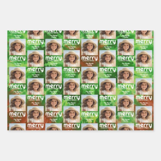 Retro Frohe Weihnachten Krawatte-Dye Aquamarines F Geschenkpapier Set (Vorderseite 3)