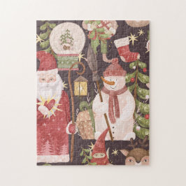 Retro Frohe Weihnachten Muster - Festliche Ästheti Puzzle