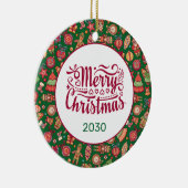 Retro Frohe Weihnachten Personalisiert Keramik Ornament (Rechts)