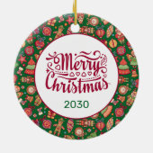 Retro Frohe Weihnachten Personalisiert Keramik Ornament (Hinten)