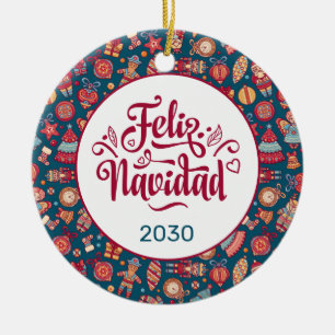 Retro Frohe Weihnachten Personalisiert Keramik Ornament