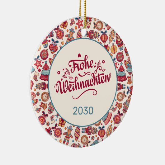 Retro Frohe Weihnachten Personalisiert Keramik Ornament (Rechts)