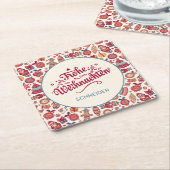 Retro Frohe Weihnachten Personalisiert Rechteckiger Pappuntersetzer (angewinkelt)