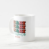 Retro Frohe Weihnachten personalisierte Mug Kaffeetasse (Vorderseite Links)