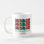 Retro Frohe Weihnachten personalisierte Mug Kaffeetasse (Links)