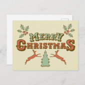 Retro Frohe Weihnachten Postkarte (Vorne/Hinten)