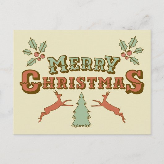 Retro Frohe Weihnachten Postkarte (Vorderseite)