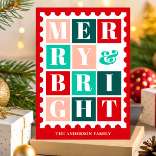 Retro-Frohe-Weihnachten-Poststempel Feiertagskarte