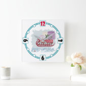 Retro. Frohe Weihnachten! Quadratische Wanduhr (Zuhause)