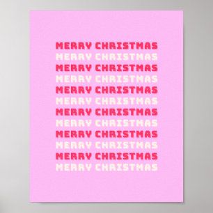 Retro Frohe Weihnachten Rosa Feiertage Dekor Prepp Poster