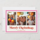 Retro Frohe Weihnachten Rosa Regenbogen Rahmen 3 F (Vorderseite)