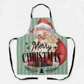 Retro Frohe Weihnachten Roter Weihnachtsmann Niedl Schürze (Vorderseite)