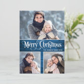 Retro Frohe Weihnachten Rustic 3 FOTO Gruß (Stehend Vorderseite)