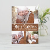 Retro Frohe Weihnachten Rustic 4 FOTO Gruß (Stehend Vorderseite)