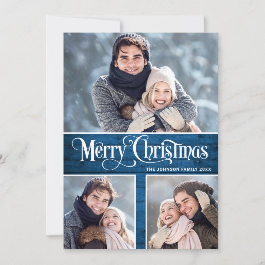 Retro Frohe Weihnachten Rustic 6 FOTO Gruß (Vorderseite)