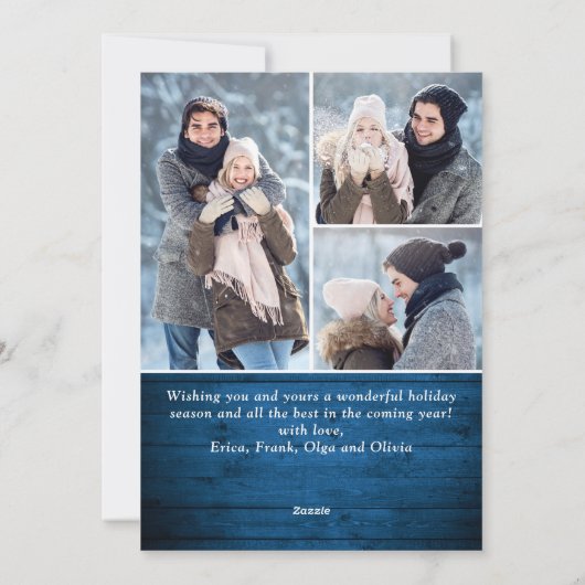 Retro Frohe Weihnachten Rustic 6 FOTO Gruß (Rückseite)