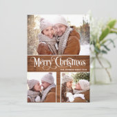 Retro Frohe Weihnachten Rustic 6 FOTO Gruß (Stehend Vorderseite)