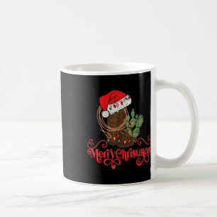 Retro Frohe Weihnachten Santa Hut Cowboy Stiefel W Kaffeetasse
