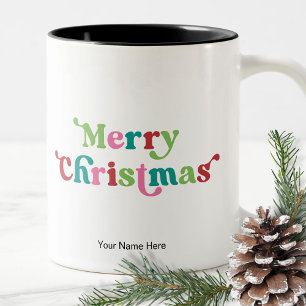 Retro Frohe Weihnachten Spaß Urlaub Weihnachten Zweifarbige Tasse