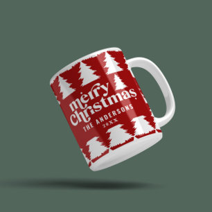 Retro Frohe Weihnachten stilvolle Weihnachtsbaum Kaffeetasse