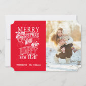 Retro Frohe Weihnachten und Glück Neues Jahr (Vorderseite)