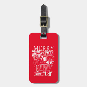 Retro Frohe Weihnachten und Glück Neues Jahr Gepäckanhänger