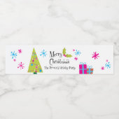 Retro Frohe Weihnachten, Urlaub Wasserflaschenetikett (Einzelnes Label)