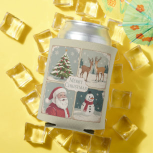 Retro Frohe Weihnachten Vintage Weihnachtsmann Bau Dosenkühler