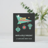 Retro-Frohe-Weihnachten-Werbetafel-Grußkarte Feiertagspostkarte (Stehend Vorderseite)