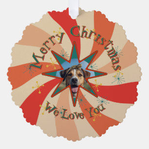 Retro Frohe Weihnachten Wir Lieben Dich Familienfo Ornament Karte