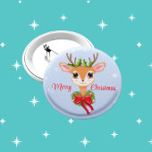 Retro Frohe Weihnachts Adorable Rentier Button