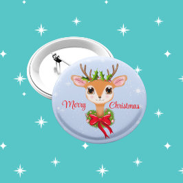 Retro Frohe Weihnachts Adorable Rentier Button