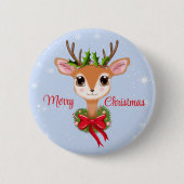 Retro Frohe Weihnachts Adorable Rentier Button (Vorderseite)