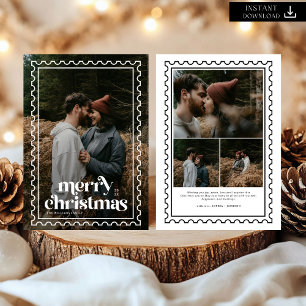 Retro Frohe Weihnachts-Briefmarke Foto Feiertagskarte