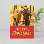 Retro Frohe Weihnachts-Foto Folien Feiertagskarte (Stehend vorne)