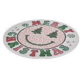 Retro Frohe Weihnachts-Lächeln Gesicht Schneidebrett (Ecke)