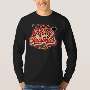 Retro Frohe Weihnachts Reindeer Leopard Kariert Sa T-Shirt